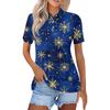 Women's Fashion Casual Lapel Short Sleeve Christmas Print Shirt Women's Button Up Tops
