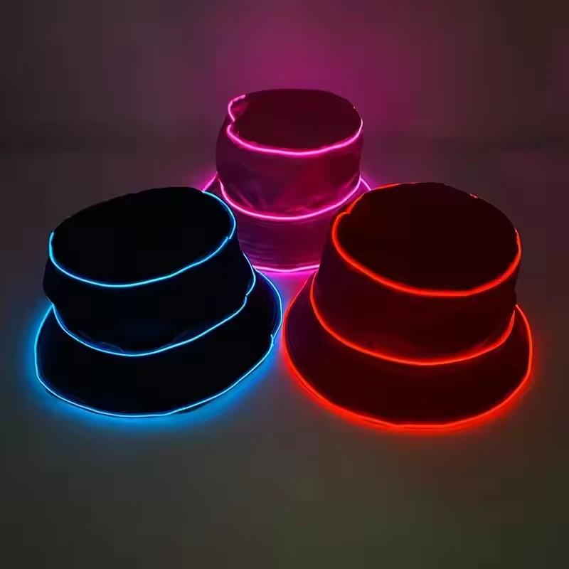 Fluorescent Luminous Gentleman Hat LED Glowing Cap For Men Masquerade Party Supplies Neon Light Up Hat Bar Club Props