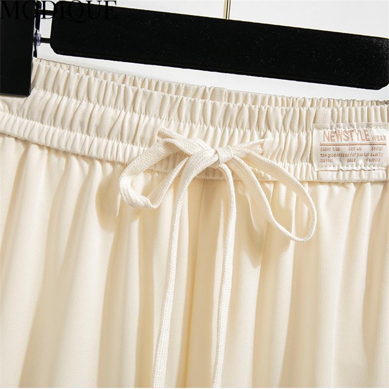 MODIQUE Jaro Léto Nadměrná velikost Nové Ženy Volné Ležérní Bavlna Rovné Dlouhé Kalhoty Tepláky Dámské Všestranné Základy Široké nohavice Délka ke kotníkům