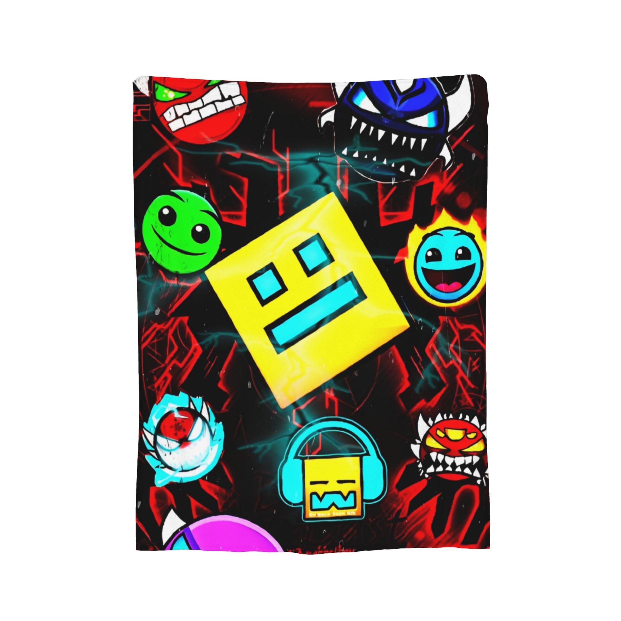 Видеоигра Geometric Dash Old School Gaming Фланелевое одеяло Geometry Dash Одеяла для кровати Офис Ультрамягкое одеяло, Size: 75*100cm, Weight: 230 GSM