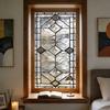 Buntglas-Effekt Fensterfolie Geometrisches Muster Dekorativ Statisch Haftend UV-Blockierung Hitzeregulierung Vintage Regenbogen Fensteraufkleber für Wohnzimmer