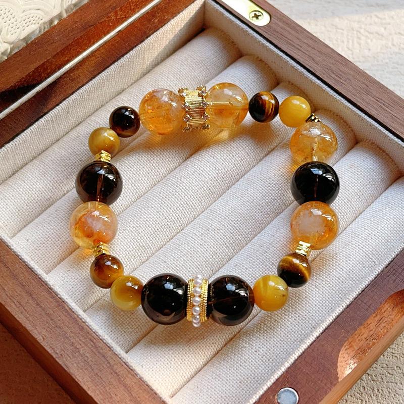 

Natural multi-treasure crystal tiger s eye stone tea crystal citrine bracelet original fashion exquisite bracelet bracelet jewelry