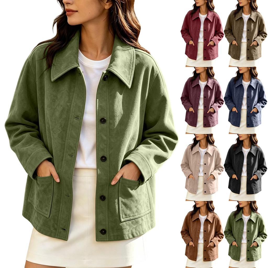 Women's Casual Jacket with Pockets, Relaxed Loose Fit Outerwear for Everyday Wear