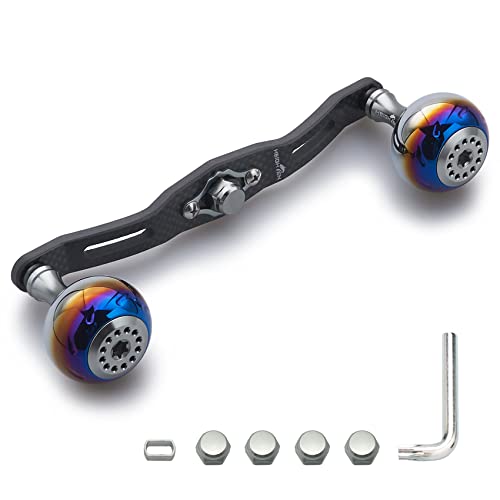 

HEIGHTEN 130/120/110mm Reel Handle, 4mm Thick, 1.5K Carbon Fiber with 30mm Knob, Compatible with Shimano, Daiwa, and Abu Aurora Series Baitcasting Ree