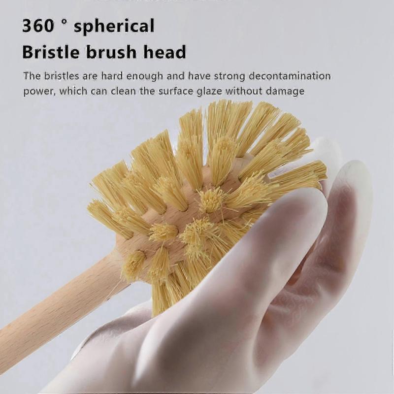 2 Pack Wood Toilet Brush, Beechwood Handle with Strong Jute Bristles, 360-Degree Cleaning Power, Bathroom Cleaning Tool