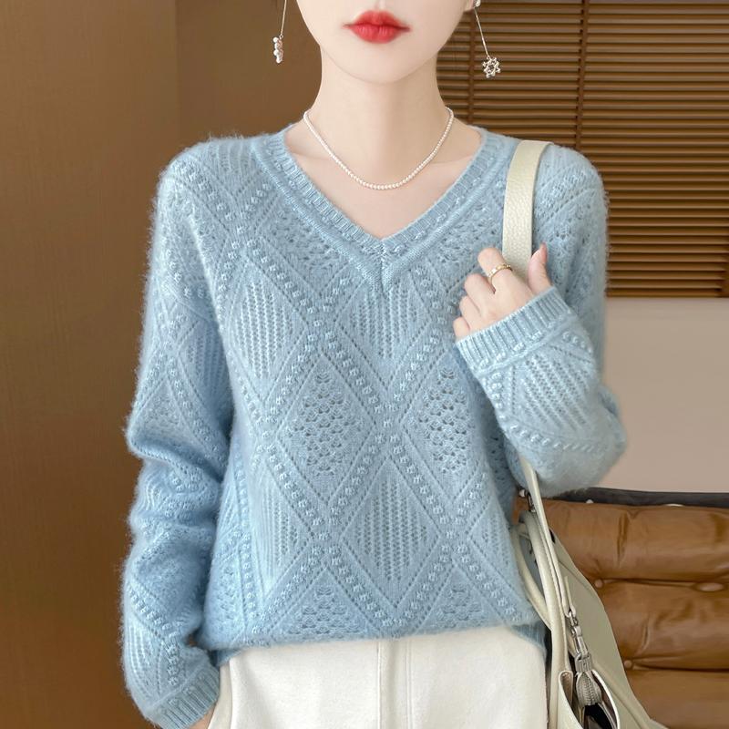 Women's Cashmere Sweater Qinghe Cashmere 30% Cashmere 70% Wool Autumn and Winter Pullover Warm and Fashionable
