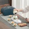 Light Luxury Qingshan Travel Tea Set, Flowering Ru Kiln Kung Fu, a Pot of Four Cups, Portable Outdoor Tea