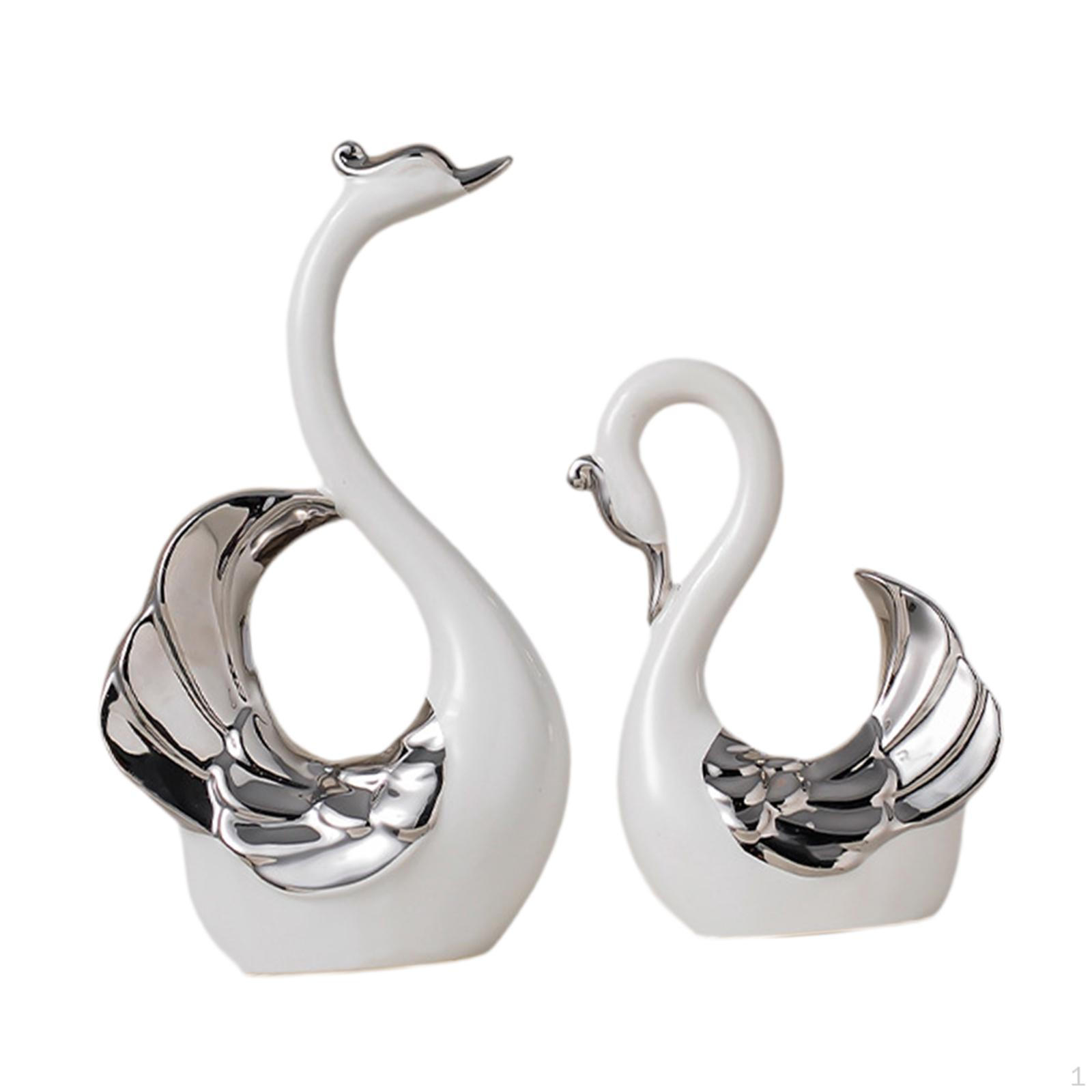 

Керамическая скульптура пары лебедей, украшение для стола, высота 9 и 6,3 дюйма, подарок на День святого Валентина для домашнего декора