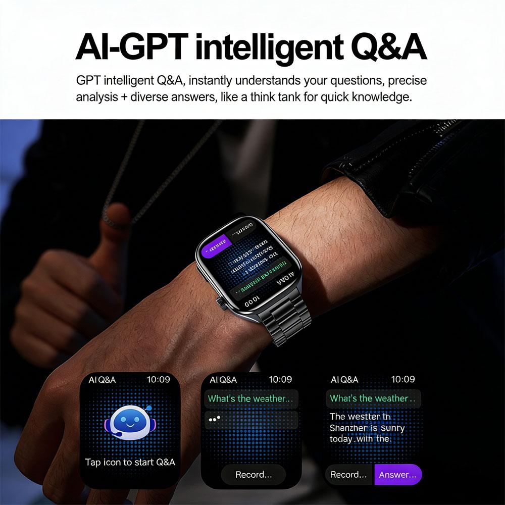 SACOSDING AI Health SmartWatch for Men Women with Flashlight 2.5D UI Voice Bluetooth Call Smart Watch Fitness Tracker