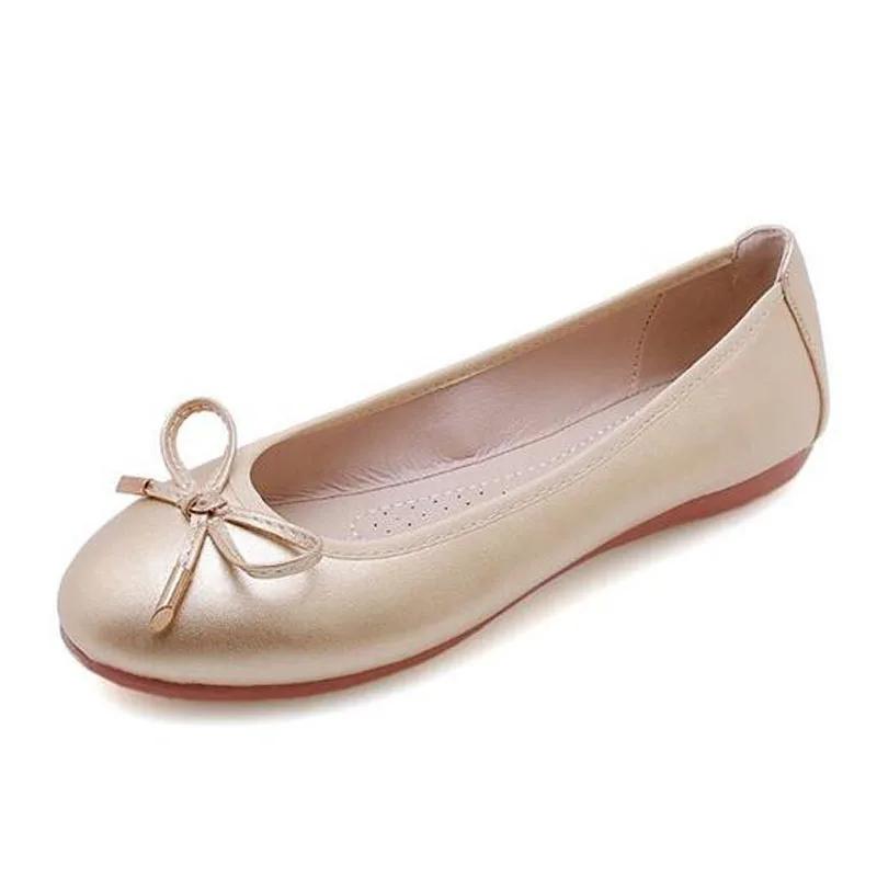 YAERNBig Size 42/43 Ladies Single Shoes Bowtie Flats Patent Leather Loafers Women Round Toe Roll-Up Shoes Woman Bridesmaid Flats