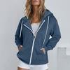 Sonbahar İlkbahar Kadın Mont Kapşonlu Bağcıklı Uzun Kollu Cepler Fermuarlı Elastik Manşet Etek Bol Spor Kapşonlu Günlük Giyim Ceket