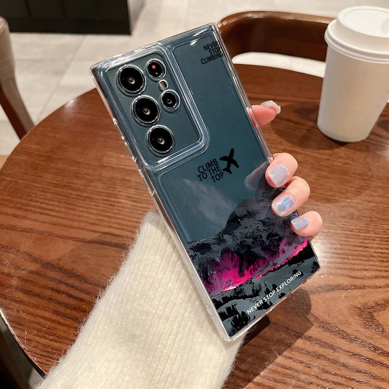 Bergflugzeug Muster Handyhülle Für Samsung Galaxy S26 S25 S24 S23 Ultra S22 Plus S24 S21 FE S25 Edge Transparentes Weiches TPU Cover