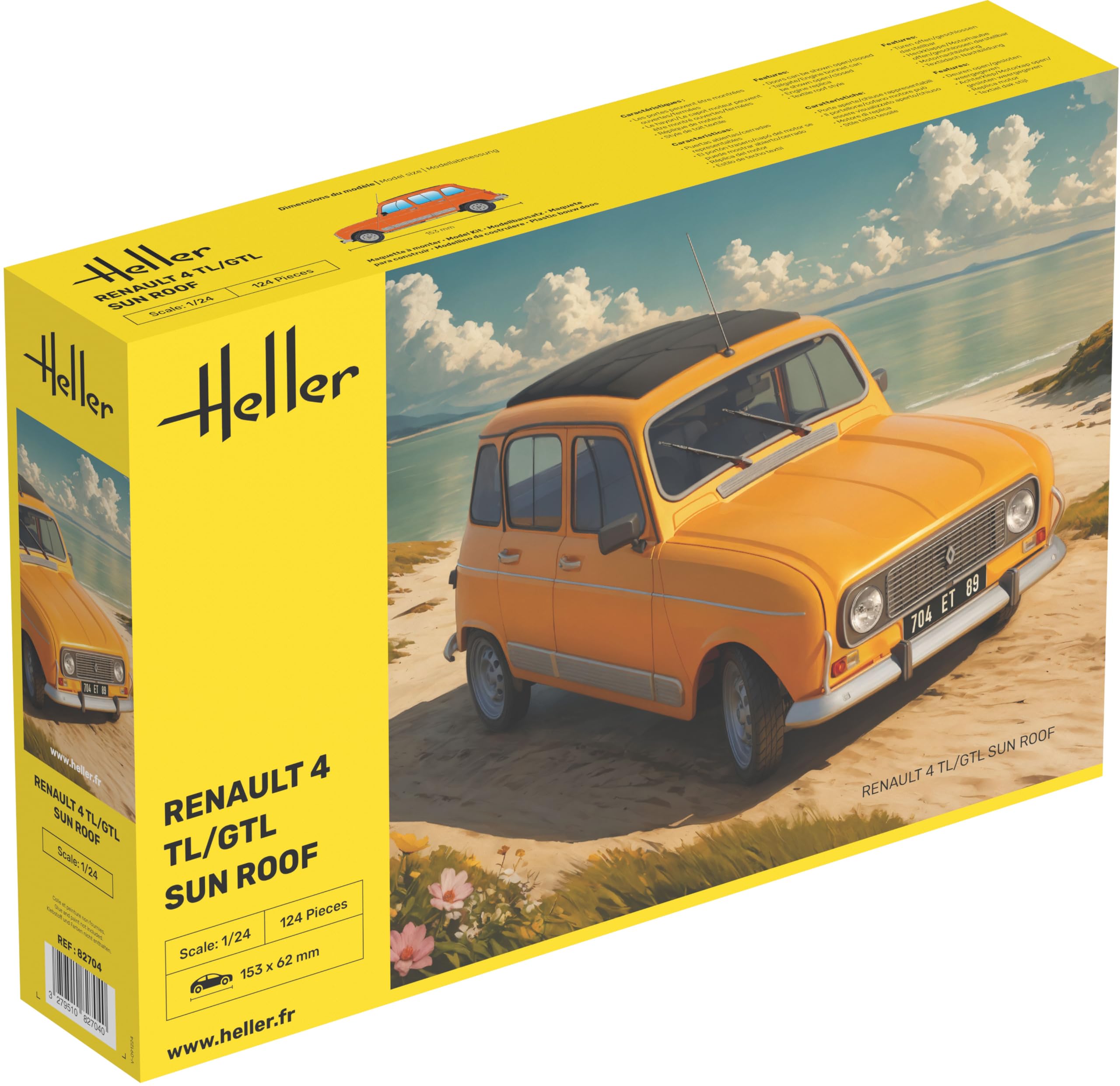 

Heller scale Renault 4 Sunroof Plastic Model Kit HE82704 1/24 TL/GTL (Car)