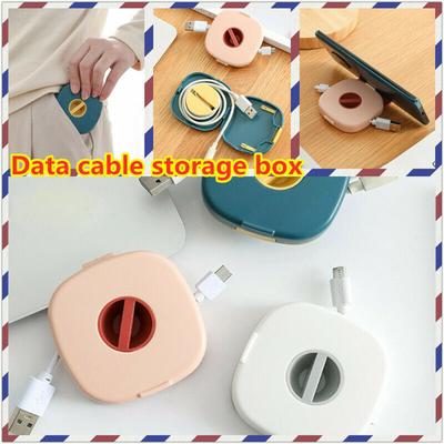 Úložný box na datový kabel otočný pro nabíjecí kabel sluchátek, přenosný