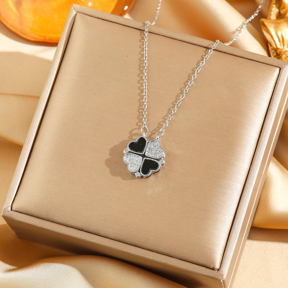Japan and South Korea Simple Popular Wind Titanium Steel Necklace Female Niche Exquisite Internet Celebrity Zircon Clavicle Chain High-end Jewelry