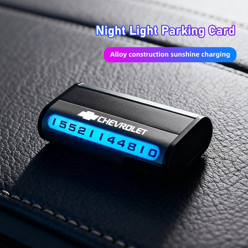 BTJBY1 Car Temporary Stop Phone Number Plate Night Light Parking Card For Chevrolet Cruze Malibu Colorado Suburban Equinox Blazer Trax