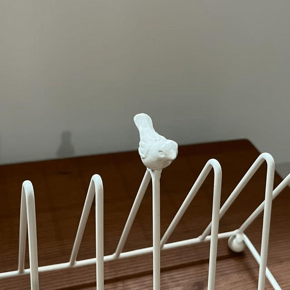 Retro Kitchen Dish Organizer Layered Decorative Metal Dish Rack Bird Design Rust-Resistant Dish Storage Organizer Kitchen