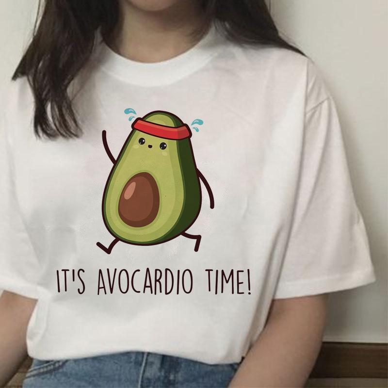 Avocado Women Vegan Femme Ulzzang 90S Harajuku Kawaii Vintage T Shirt Funny Tshirt Graphic T-Shirt Style Female Aesthetic Korean