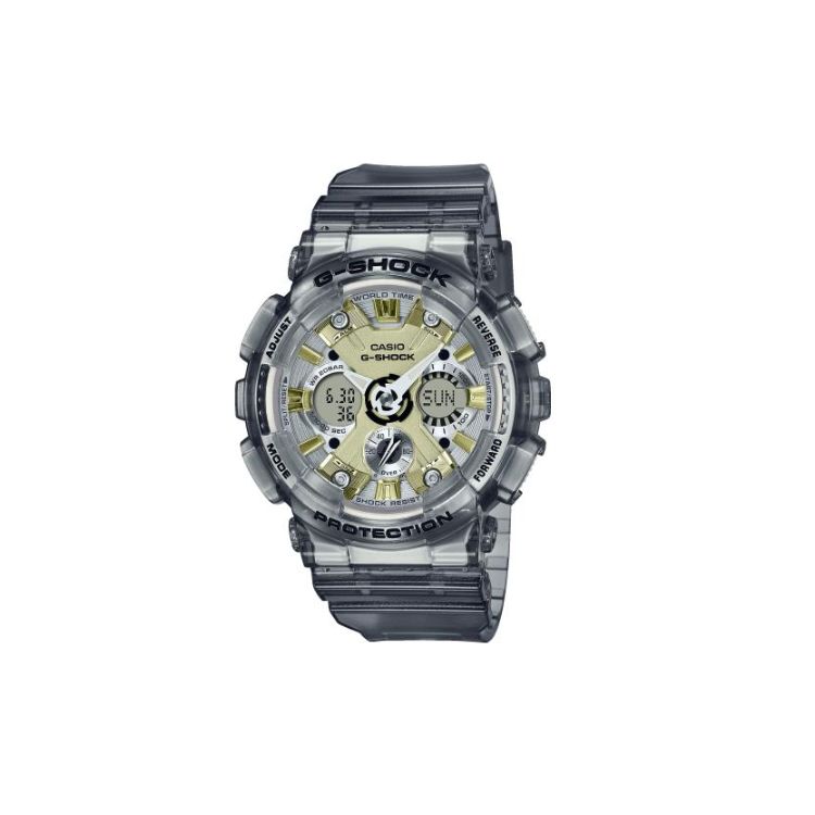 

Casio 200M Water Resistant Quartz Movement Resin Strap Watch Unisex Watches Silver GMA-S120GS-8AER Silver Dial