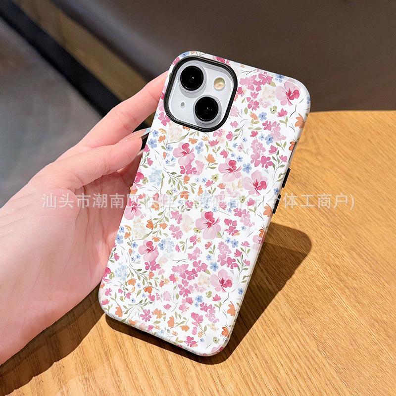 Small floral film mobile phone case is suitable for Apple 16promax glossy iPhone17 girl 15plus/14/13