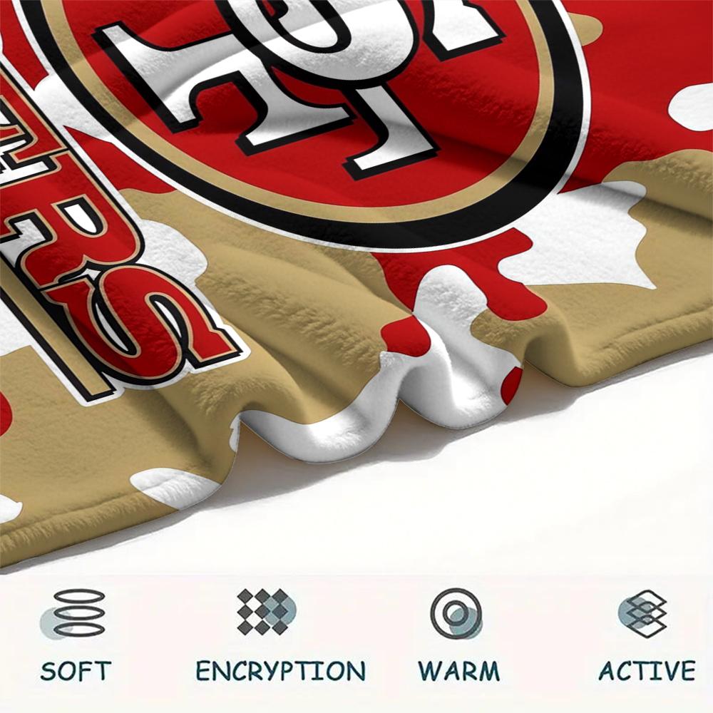 1Pc San Francisco 49ers Print Flannel Blanket, High quality Comfortable for All Seasons, Home Decor, Warmth and Comfort, Perfect for Gifts