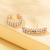 Double Fashionable Row Rhinestone Earrings Set With Asymmetric Design