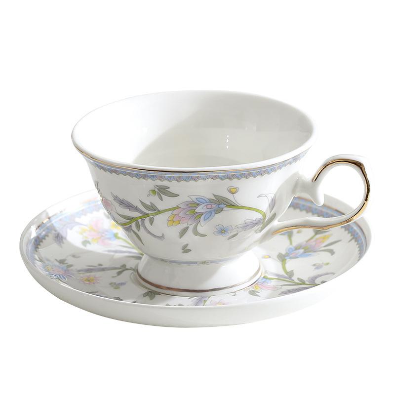 

Nordic relief lace coffee cup saucer retro high-end floral ceramic cup ins high-value gold-painted flower tea cup 180ml