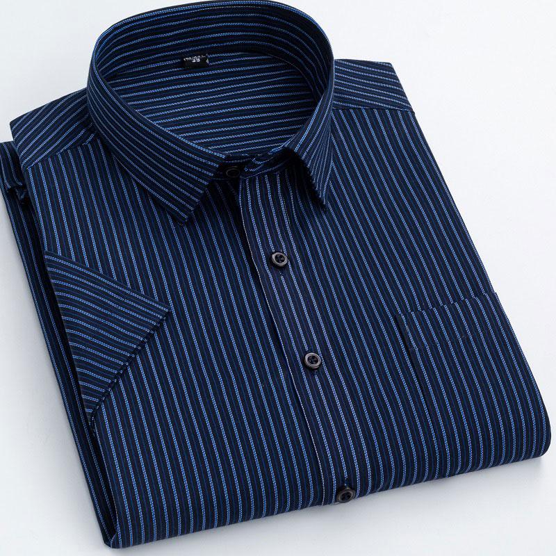Summer Thin Men's Business Social Short-sleeved Shirt Professional Formal Striped Casual Non-ironing Breathable Shirt Slim Fit