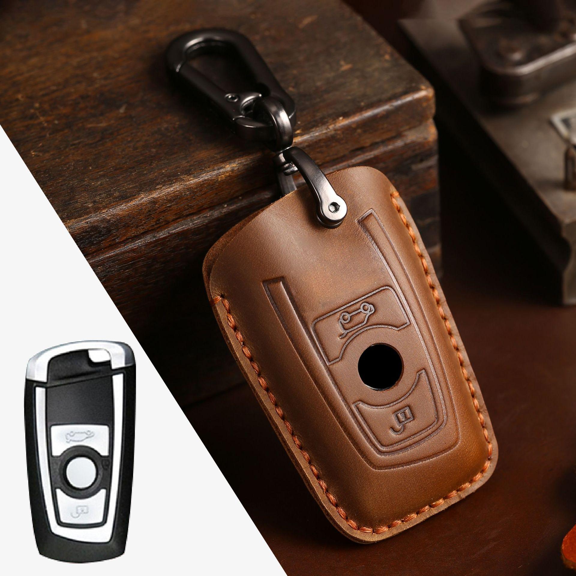 

Suitable for BMW key cover 3 series 5 series X3 first layer cowhide purely handmade leather car key cover