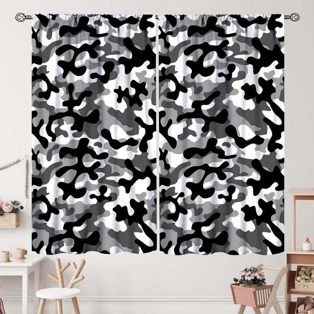 Camouflage Curtains,Teens Camo Window Curtains for Kids Boys Girls Teens,Army Camouflage Curtains for Living Room Bedroom