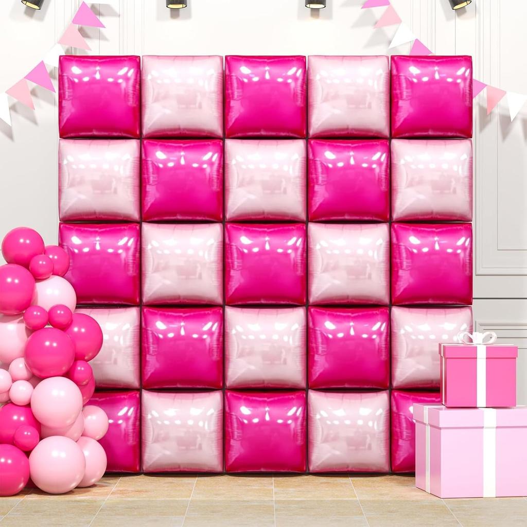 25 Pieces of Double-Sided Square Aluminum Foil Balloon Walls for Anniversary Wedding Season Valentine's Day Birthday Party