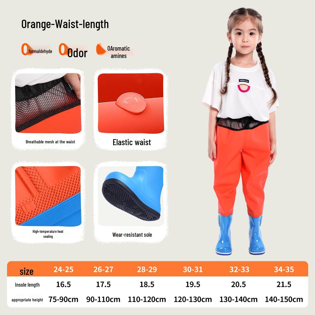 

Детские водонепроницаемые ПВХ вейдерсы - цельный рыболовный костюм для рыбалки и ловли морепродуктов 30/31 (Inner length 19.5CM)