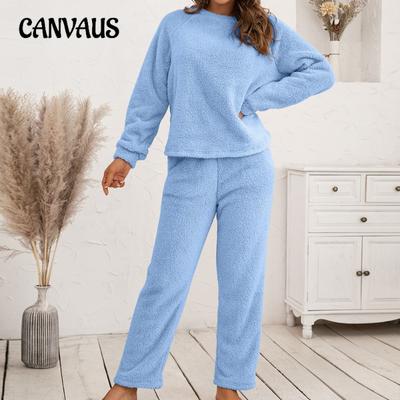 Tuta Felpa Taglie Forti Larga Casual Homewear Set Due Pezzi in Peluche Double-face