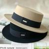 [Simple] Autumn and Winter Hats Women's Wool Woolen Flat Top Top Hat Men's Big Head Circumference French Versatile British Flat Edge Felt Hat