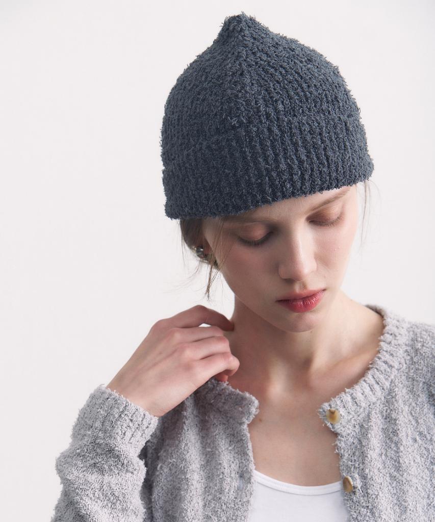 Tobaseu Pigtail Cotton Beanie (Charcoal)