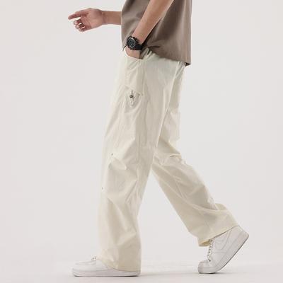 Lente en zomer nieuwe koppel overalls retro rechte wijde pijp scimitar casual broeken gewassen broeken heren