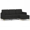 VidaXL Canapé à 3 places avec repose-pieds Noir 180 cm Tissu 3201196