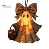 Durable Festival Party Supplies Lighted Vintage Patchwork Ghost Door Hanger, Rustic Farmhouse Figurine, LED Light Up Resin Wall Ornament Halloween