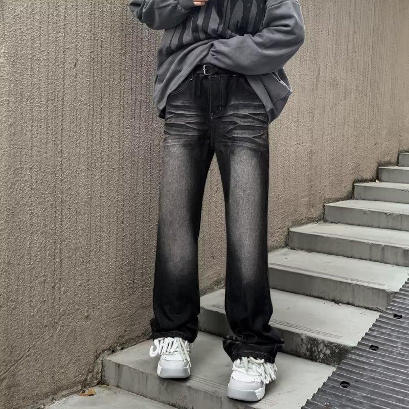 Джинсы JYL мужские весенние свободные прямые широкие уличные повседневные универсальные укороченные джинсовые XXXL античный пурпурный