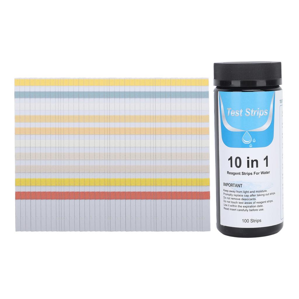 100pcs 10 In 1 Pool Test Strips Professional Quick and Accurate Water Test Strips for Swimming Pool SPA Hot Tub