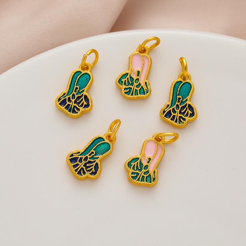 Ancient Gold Chinese Good Luck Health Charm Pendant Bracelet Necklace