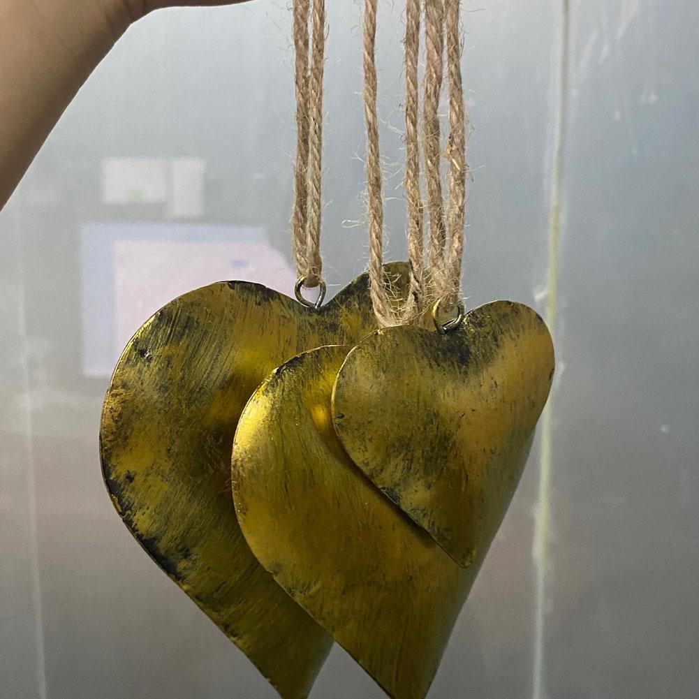 3D Metal Heart-shaped Decorative Bell With Hanging Rope Made Of Old Brass Bell Heart-shaped Bell Home Decoration Accessories