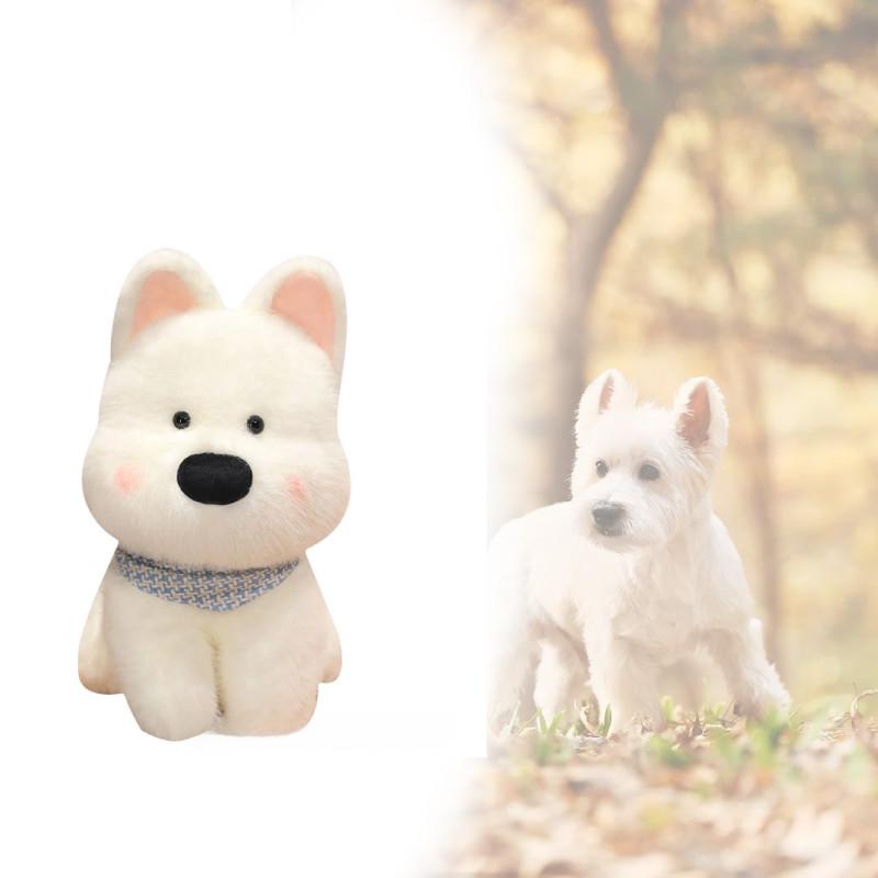 Cute West Highland White Terrier Plush Dog Doll Soft Stuffed Toy For Pets In White And Brown Colors