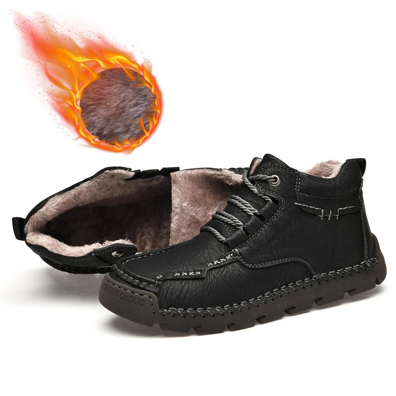 Ručně vyráběné dělené kožené boty Pánské boty Pohodlné kotníkové boty pro muže Obuv pro volný čas Boty velkých velikostí