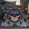 Black Damask Comforter Cover Set Exotic Sugar Skull Duvet Covers Gothic Vintage Floral Skeleton Bedding Set Bohemian Quilt Cover