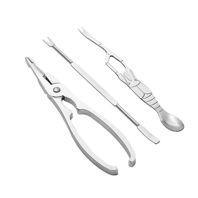 Seafood Tool Sets Crab Crackers Picks Spoons Set Stainless Steel Crab Peel Shrimp Tool Lobster Clamp Pliers Clip Pick Set