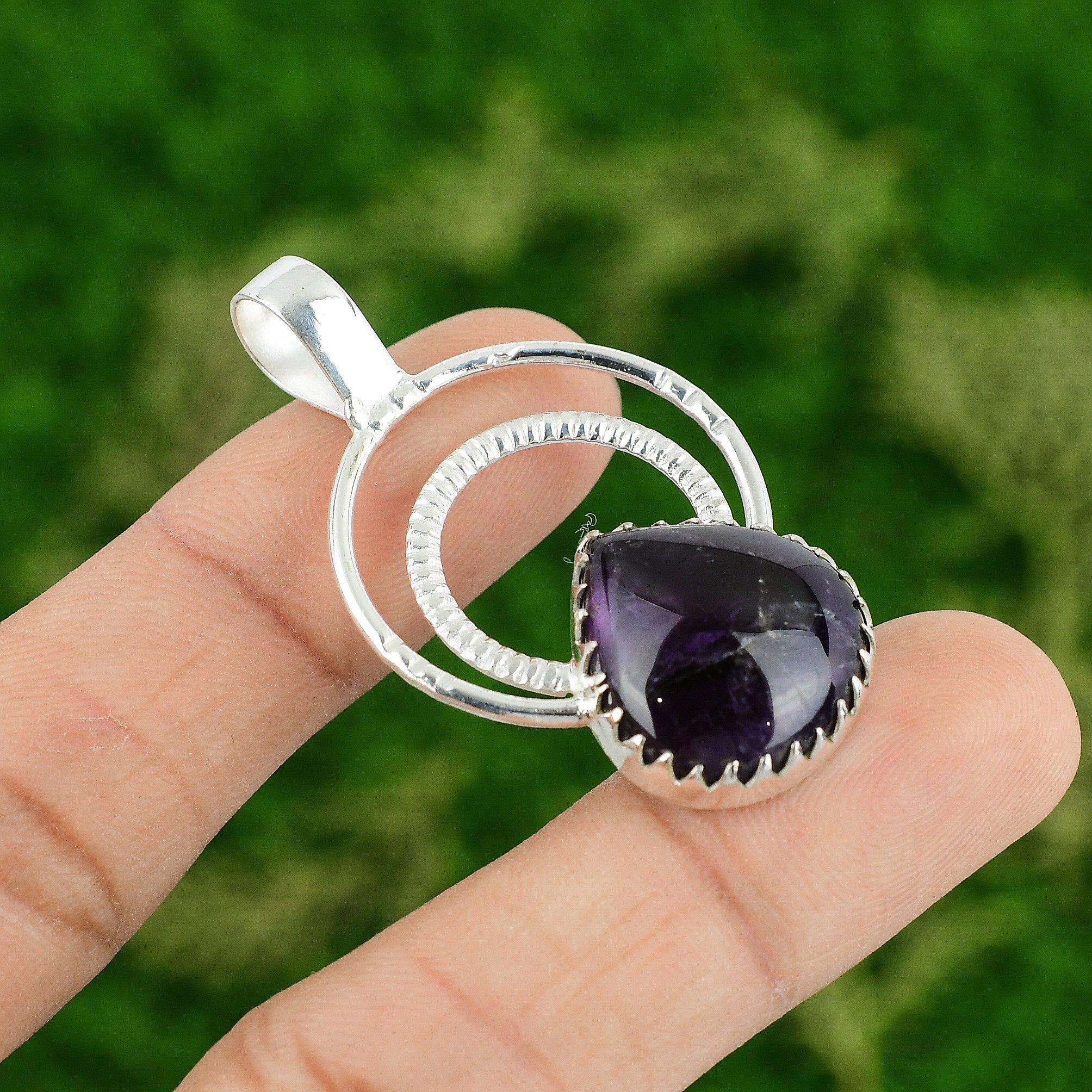 

Sisters Day Sale Natural African Amethyst Pendant Jewelry 925 Sterling Silver