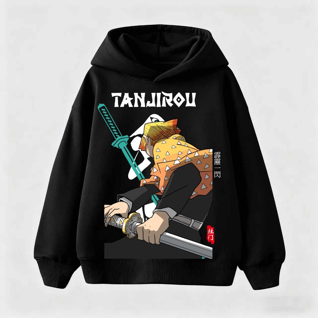 Kids Anime Demon Slayer Tomioka Print Hoodie Unisex Boys Girls Casual Tshirt 100-160cm Childrens Cartoon Clothes