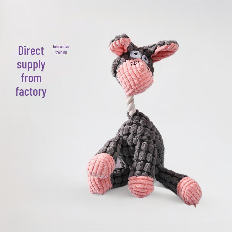 Plush Teething Toy: Donkey-shaped Interactive Sound Toy for Dogs and Puppies