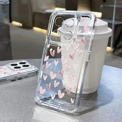 Pro Xiaomi 13t 11t Poco X6 X5 Pro Redmi Note 13 12 11 Pro Love Hearts vzorovaný nárazuvzdorný čirý ochranný kryt měkkých čoček